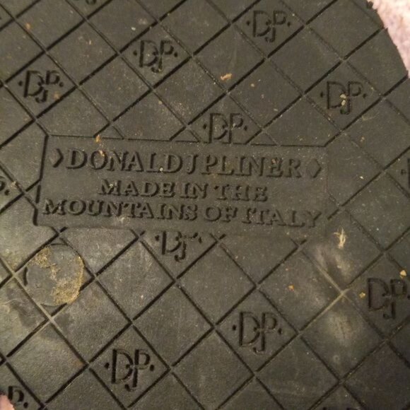 Donald J Pliner 9 M Womens Wedge Sandals Black Leather Suede Slide Buckle Italy - Picture 9 of 11